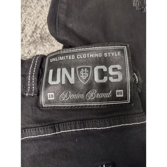 Uncs black jeans. Mens Large 32‎ inch Streetwear Y2K Grunge Distressed - Picture 10 of 15